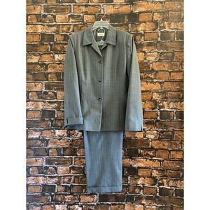 Talbots Grey with Pale Pink Stripes Pantsuit, size 14.